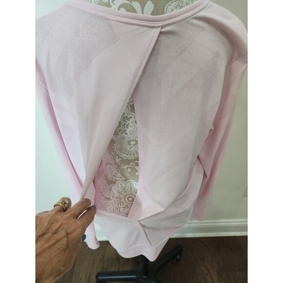 Brooks Array Pink Slit Back Long Sleeve Waffle Running Shirt NWT Women's XL - Picture 7 of 11